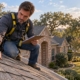 Roofer inspecting shingles on a DFW home listed for sale
